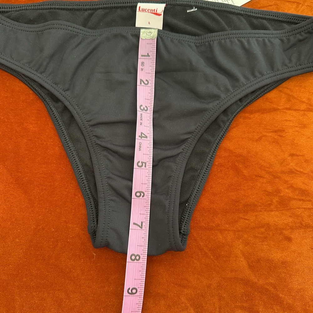 Beautiful New Italian Beaded Triangle Top Black O Ring bottom Bikini Set Large - Picture 3 of 9